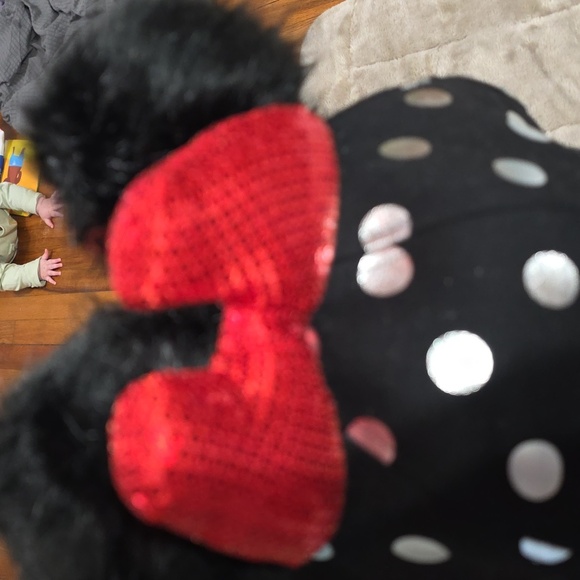 NWT Disney Parks Womens Minnie Mouse Hat Black/Silver Dots Poms Bow Adjustable - Picture 2 of 11